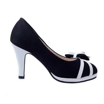 Cresfimix Femei De Moda Negru De Înaltă Calitate Papion Platforma Toc Pompe Doamna Bleumarin Pantofi Mujer Tacones Altos B5373