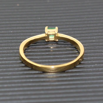 Simplu de argint smarald inel de nunta SI de gradul 3 mm * 3 mm naturale de smarald inel argint solid 925 sterling silver inel de piatră prețioasă