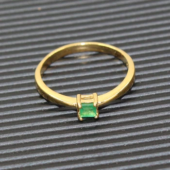 Simplu de argint smarald inel de nunta SI de gradul 3 mm * 3 mm naturale de smarald inel argint solid 925 sterling silver inel de piatră prețioasă
