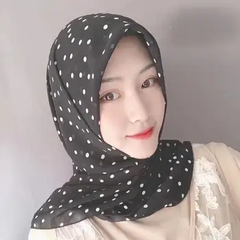 Moda văl musulman sifon Polka dot imprimare pătrat hijab eșarfă pentru femei arabe islamice headwrap malaezia bawal hijab șal