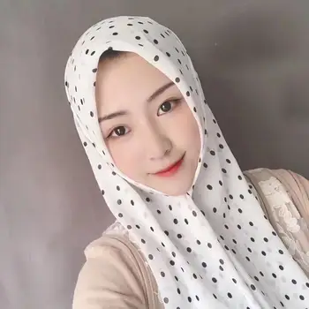 Moda văl musulman sifon Polka dot imprimare pătrat hijab eșarfă pentru femei arabe islamice headwrap malaezia bawal hijab șal