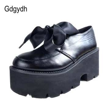 Gdgydh 2021 Două Bucăți de Dantelă-up Femeile Pompe Rotund Toe Stil Dulce Elevii Pantofi Gros Platforma Tocuri sex Feminin Pantofi Singur