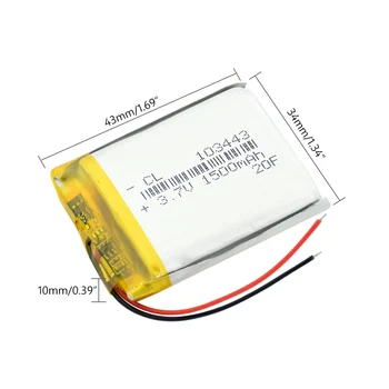 Reîncărcabilă 3.7 V 1500mAh Li-Po Baterie 103443 Pentru DVD GPS Camera Instrument Litiu Polimer Baterie Pentru Vehicule Recorder Jucărie