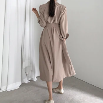 Toamna femei-Stil coreean Vrac se Potrivi Palton Fashion Dublu Rânduri Femei Geci Sălbatice Trench Cu Centura