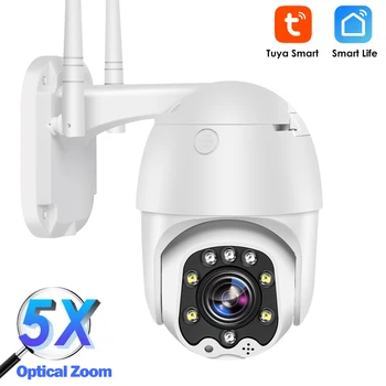 Tuya WiFi Camera IP de Exterior HD 1080P CCTV aparat de Fotografiat PTZ Dome Camera de Supraveghere de Securitate 5X Zoom Optic de Culoare Viziune de Noapte