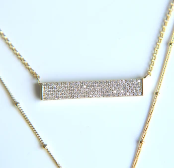 Garantez argint 925 culoare de aur micro pave clar cz scântei multi strat coliere pentru femei