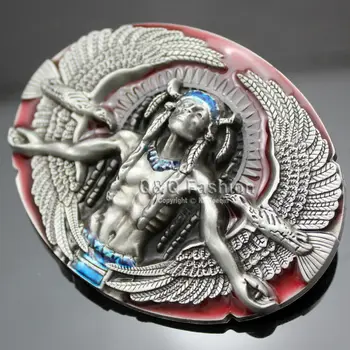 Placate cu Argint antic 3D Catarama pentru Bărbați Bijuterii-Șef Nagual 2 Vulturi Rodeo din Piele Cinto Tactice