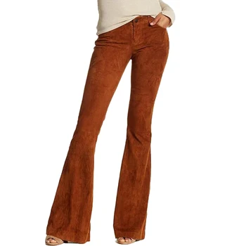Femei Vintage Retro Casual, Talie Mare Culoare Solidă Pantaloni Largi Picior Pantaloni-Clopot Fund de Moda Faux Suede Pantaloni pentru Femei S-5XL