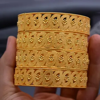 24k 4buc de Culoare de Aur Bratari Pentru femei din Africa de mireasa Bratari Bratari de Aur cadouri de nunta Etiopian Brățări bijuterii