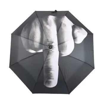 Creative Rece Degetul Mijlociu Umbrela de Ploaie Femei Umbrelă de soare barbati Umbrela Impact umbrelă de soare 3 Ori Windproof Pliere Umbrele de Ploaie