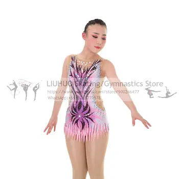 LIUHUO Patinaj Rochie Modele Personalizate Fete Roz Salopete de Gimnastică Ritmică de balet Burta Lucios Tricouri pentru Tineret Echipa de Dans