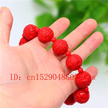 18mm Guanyin Margele Elastic Brățară Brățară Chineză Roșu Natural Organic Cinabru Amuleta Farmec Bijuterii de Moda Sculptate Cadouri