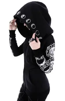 Femei Vrăjitorie Hanorac cu Maneca Lunga Gothic Vrajitoare Lună Femei costume Cosplay Supradimensionate Hanorac cu glugă Zip Plus Dimensiune S-5XL
