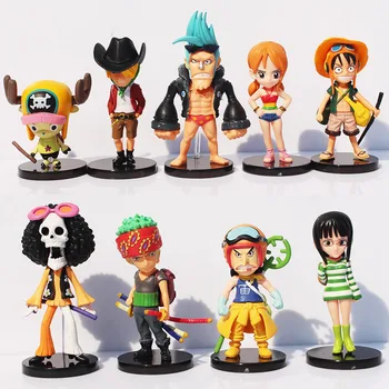 9pcs/lot Anime One Piece Mini Luffy Roronoa Zoro Sanji Usopp Franky Nami Figura Jucarii Papusa
