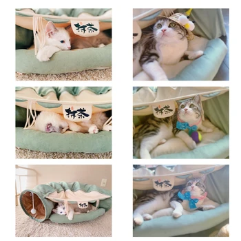 Pliabil Scos Pisica Tunel Tub De Companie Joc Interactiv Jucării De Sunet Hârtie Sună Clopotul Pentru Pisica