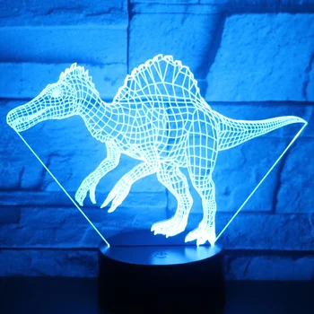 3D LED Lumina de Noapte Dinozaur Spinosaurus Acanthosis Veni cu 7 Culori deschise pentru Decorațiuni interioare Lampa de Vizualizare Uimitoare