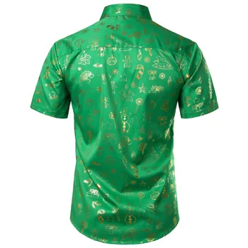 Urât Mens Crăciun Tricou 2020 Strălucitoare De Aur De Crăciun Print Mens Dress Shirt Cu Maneci Scurte Navidad Festival Petrecere De Vacanță Camasa Verde