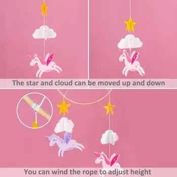 Unicorn Simțit Clopoteii de Vant lucrate Manual Pentru Grădiniță Copilul acasă Decorare Dormitor Pătuț Mobil Planeta Atârnă Clopoței de Vânt Cadou de Ziua de nastere