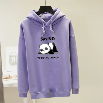 Iarna Hoody Doamnelor Supradimensionat Kawaii Spun Nu Pentru A Face Ceva Scrisoare Panda Grafic Tricou Maneca Lunga Harajuku Femei Hoodie Coat