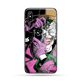 Groază Joker Desene animate Caz Telefon din sticla Temperata Pentru iphone 5C 6 6S 7 8 plus X XS XR 11 PRO MAX