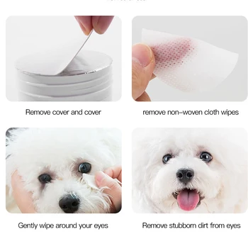 100buc/Set Pet Eye Servetele Umede Câine de Curățare Prosoape de Hartie Cat Tear Stain Remover Șervețele de Curățare Intretinere Consumabile Produse pentru animale de Companie