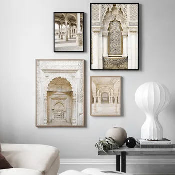 Flori Maroc Galerie Moschee Islamică Arta De Perete Panza Pictura Nordică Postere Si Printuri Bohemia Decor Imaginile Pentru Camera De Zi