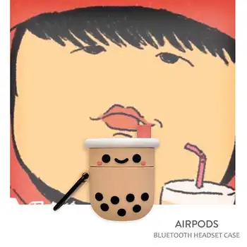 AOLABOKY Ceai Lapte Airpods Caz pentru Apple Airpods 1 2 Boba Ceai Drăguț Silicon Moale Cască de Protecție Caz Acoperire pentru Airpods