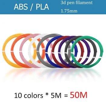 Imprimare 3D Pen 50 de Metri De 10 Culori 1,75 MM ABS PLA Filament de Plastic 5M*10 Role 3D Printer Materiale Pentru Copil Desen Jucarii