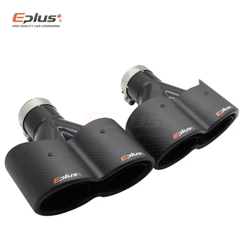 EPLUS Siamezi mai Recente Auto Mat din Fibra de Carbon Toba TipY Formă Dublă de Ieșire de Evacuare, Amortizoare de zgomot Duză Universal Inoxidabil Negru