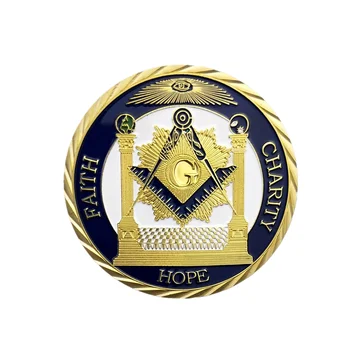 1buc Masonice Provocare Monede Ochiul care Vede Tot Credința, Speranța de Caritate Mândru Francmason Simbol Mason de Colecție pentru Fratele Cadou
