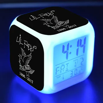 Lil Peep Model LED Ceas Deșteptător Flash de Colorat Strălucire de Lumină în Întuneric Birou Decor Muzica Figura Jucarii