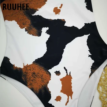 RUUHEE 2020-O singură Bucată de costume de Baie Femei Picior Ridicat Bodysuit Costum de Baie Imprimate Uzură Plajă Feminin Monokini Retro de Epocă, Costume de baie