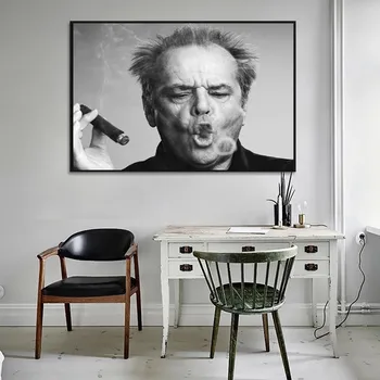 Jack Nicholson Trabuc Panza Pictura Alb-Negru Postere si Printuri Cuadros de Arta de Perete de Imagine pentru Camera de zi de Decorare Acasă