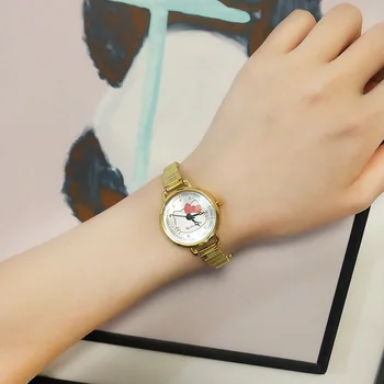 Kt pisica de sex feminin viziona desene animate pentru copii ceas din oțel inoxidabil de primăvară cu student copii ceas de ceas