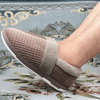 Pantofi pentru bărbați Papuci de Casa 2020 Iarnă Caldă de Familie Pluș Non-alunecare de Om Papuci de Casa cu Blana Moale de Interior de Mari dimensiuni 11-12