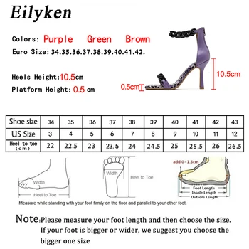 Eilyken Sexy Snake Print Square Toe Sandale Femei De Moda De Vara Lanț De Glezna Design Stilet Tocuri Doamnelor Rochie De Petrecere Pantofi