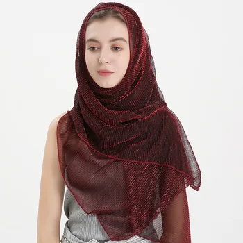 Mototoli Hijab Bentita Eșarfă De Argint Bufandas Invierno Mujer 2020 Cutat Hijab Strălucitoare Șal Musulman Sclipici Foulard Islamic Sjaal