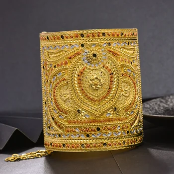 Culoare De Aur Bratari Pentru Femei Mireasa De Culoare De Aur Brățară De Cristal Bijuterii De Lux Din Africa/Etiopian/India Elemente