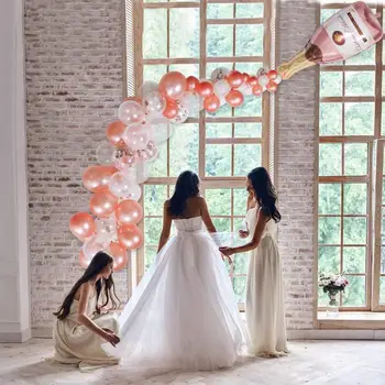 74pcs a Crescut de Aur Balon Ghirlanda Căsătoriți Deco Arcuri Sticla de Vin Balon Folie Decor de Nunta Petrecere Copil de Dus Baloon Lanț