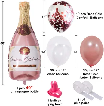 74pcs a Crescut de Aur Balon Ghirlanda Căsătoriți Deco Arcuri Sticla de Vin Balon Folie Decor de Nunta Petrecere Copil de Dus Baloon Lanț