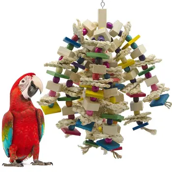 Mare Papagal Jucarii - Lemn Natural Pasăre Mare Mestecat Jucării Sugerat pentru ara