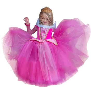 Fata Rochie de Printesa cu Costume de Aurora Cendrillon Belle, Jasmine Frumusete de Dormit Rochii Copil Copii Petrecere de Halloween Fancy Rochie