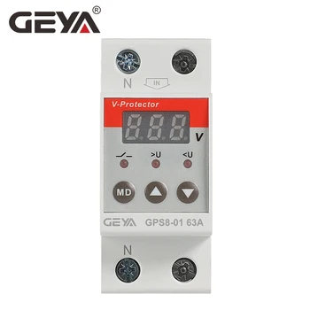 GEYA GPS8 Șină Din dubla Afișare Reglabil Supra Tensiune Curent Sub Tensiune Dispozitiv de Protecție Protector Releu 63A 220V 230V