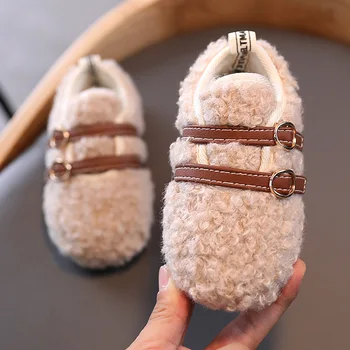 2020 Nou pentru Toamna și Iarna de Mic Copil de Culoare Solidă Moale Pufos Pantofi Fete Drăguț Pantofi de Cald pentru Copil Pâine Pantofi Casual
