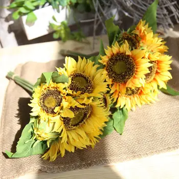 35cm Floarea-soarelui Buchet Mireasa Deține Matase Flori Artificiale Decor Acasă DIY Decorare Petrecere de Ziua Decor Gradina