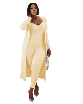 11TS1068 Toamna Iarna Femei de Moda Casual Solid Set de Două Piese Haină Lungă și Slabă Salopetă Plus Dimensiune