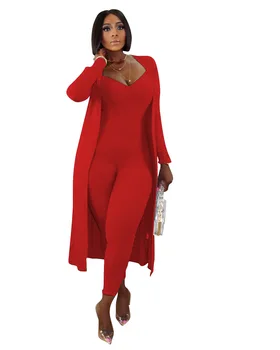 11TS1068 Toamna Iarna Femei de Moda Casual Solid Set de Două Piese Haină Lungă și Slabă Salopetă Plus Dimensiune