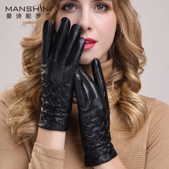 Din piele mănuși touch screen de sex feminin gros de iarna caldura primul strat de piele de oaie mănuși de femei telefingers mănuși MLZ026