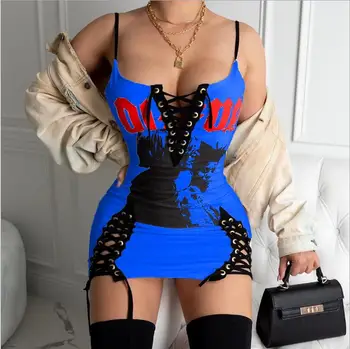 2020 Nouă Femei Sexy Bandaj Bodycon Rock Dj Rochie Mini Clubwear