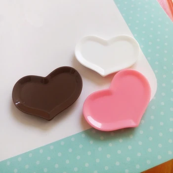 Tanduzi 20BUC Rășină Inima în Formă de Farfurie Pentru Decor DIY Kawaii Cabochon Mini Plăci de Rășină Flatback Roz Ciocolată Albă